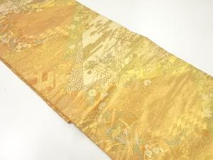 アンティーク　道長取りに草花・荒波模様織出し袋帯（材料）